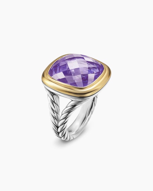Womens Albion® Ring in Sterling Silver with 18K Yellow Gold and Amethyst, 15mm