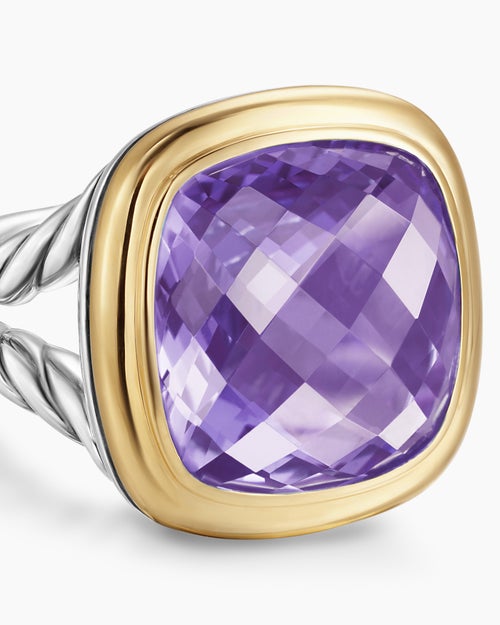 Womens Albion® Ring in Sterling Silver with 18K Yellow Gold and Amethyst, 15mm
