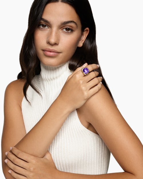 Womens Albion® Ring in Sterling Silver with 18K Yellow Gold and Amethyst, 15mm