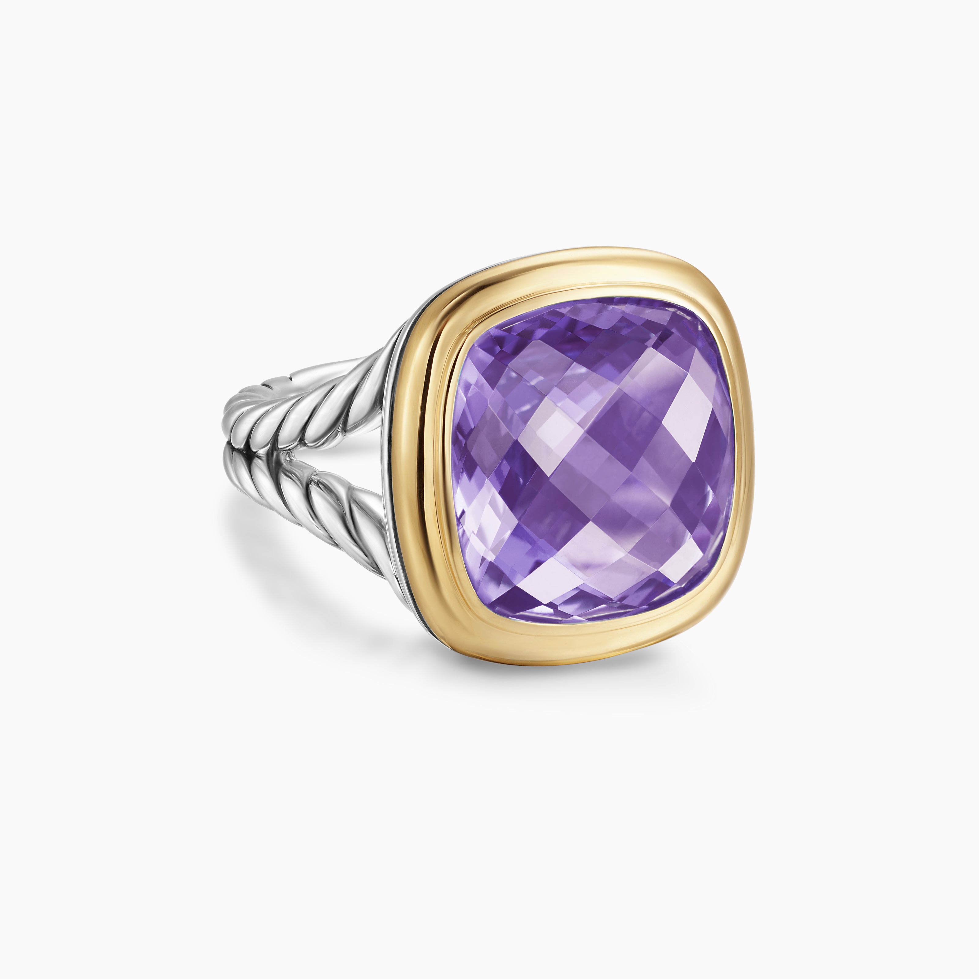 Womens Albion Ring in Sterling Silver with 18K Yellow Gold, 15mm