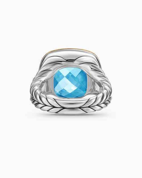 Womens Albion® Ring in Sterling Silver with 18K Yellow Gold and Blue Topaz, 15mm