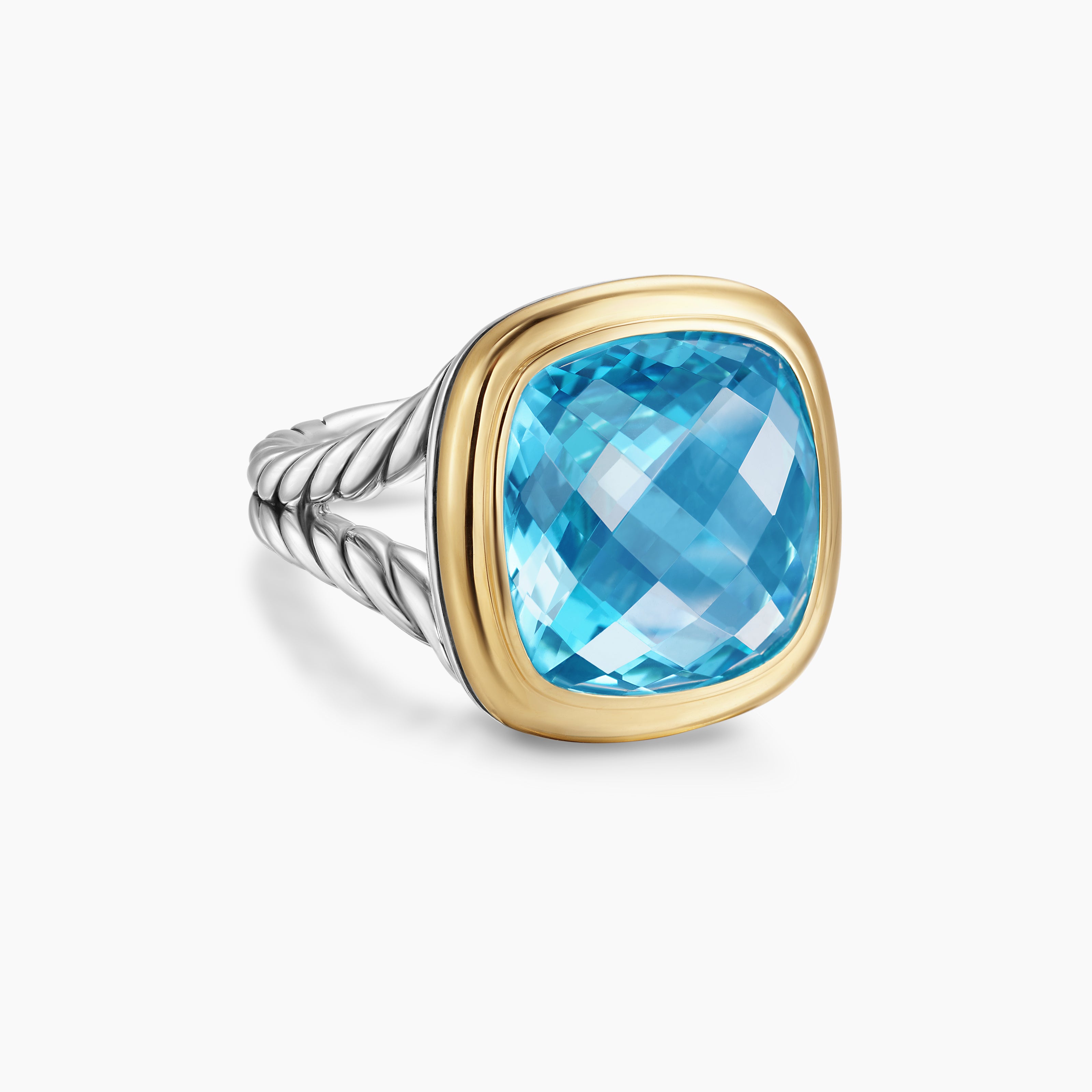 Womens Albion Ring in Sterling Silver with 18K Yellow Gold, 15mm