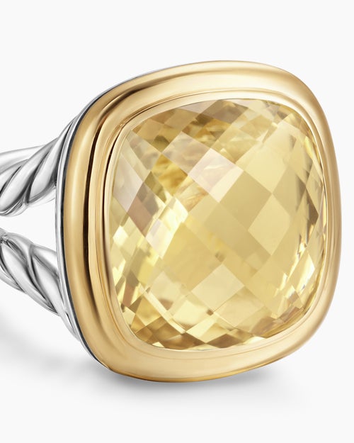 Womens Albion Ring in Sterling Silver with 18K Yellow Gold, 15mm