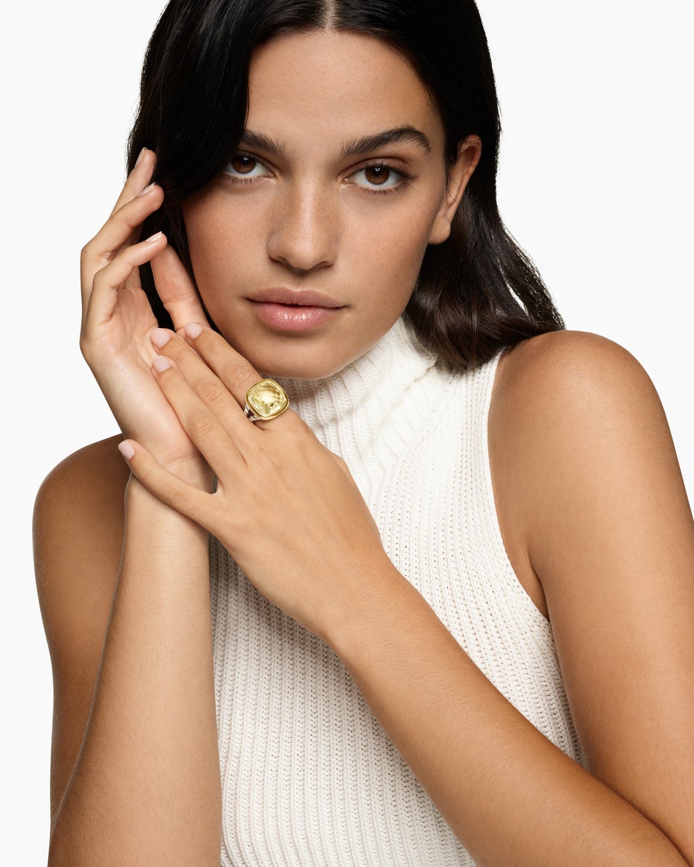 Bague Albion en argent sterling avec or jaune 18 carats, 15 mm femmes