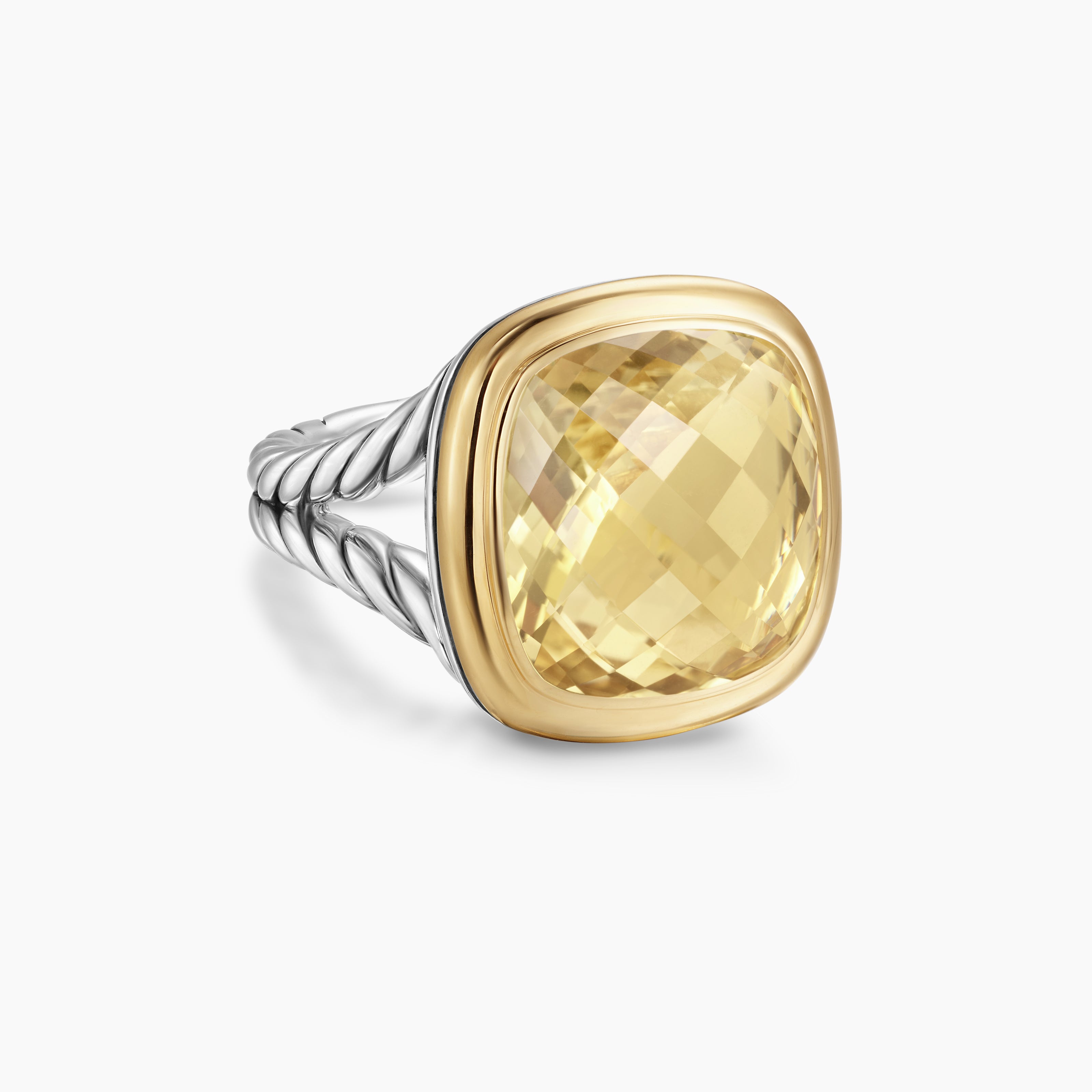 Womens Albion Ring in Sterling Silver with 18K Yellow Gold, 15mm