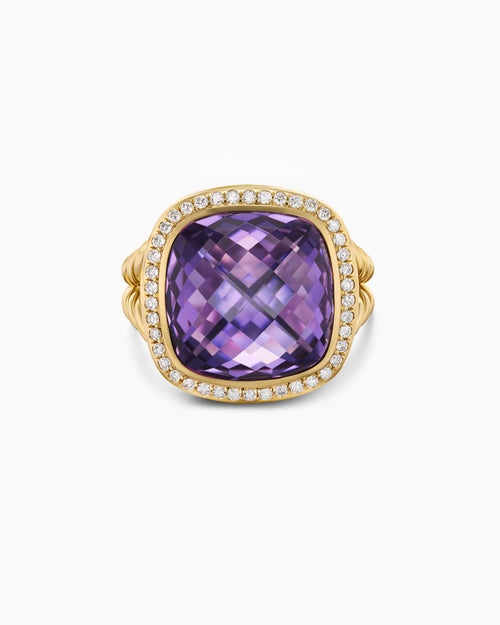 Womens Albion® Ring in 18K Yellow Gold with Amethyst and Diamonds, 15mm