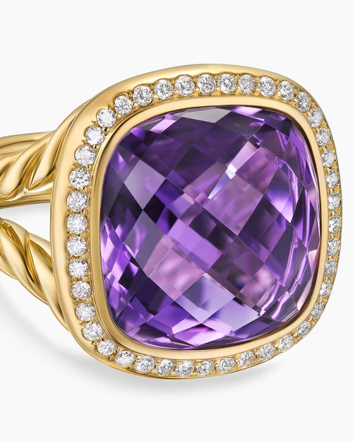 Womens Albion Ring in 18K Yellow Gold with Diamonds, 15mm