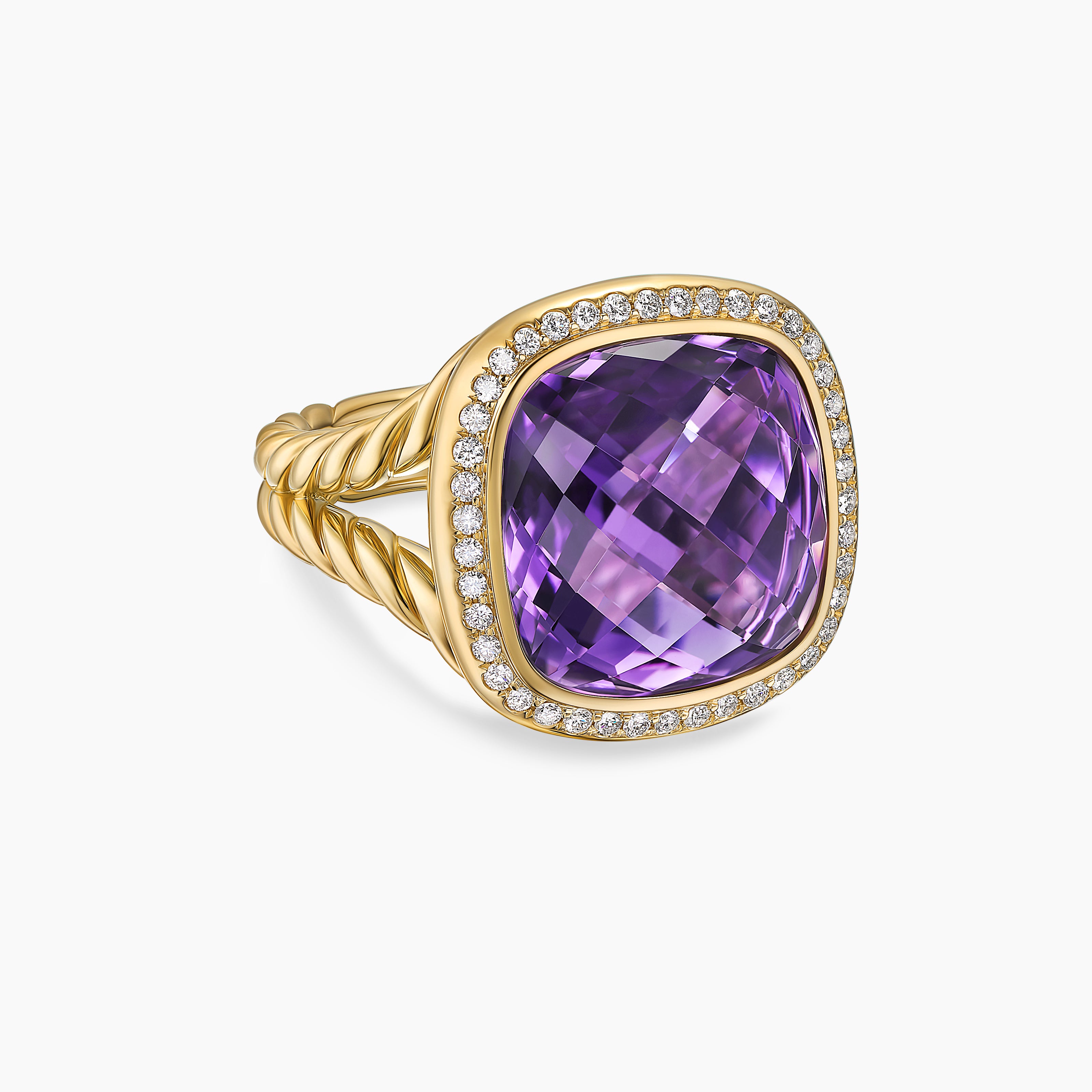 Womens Albion Ring in 18K Yellow Gold with Diamonds, 15mm