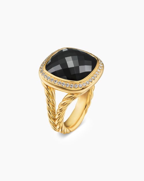 Womens Albion Ring in 18K Yellow Gold with Diamonds, 15mm