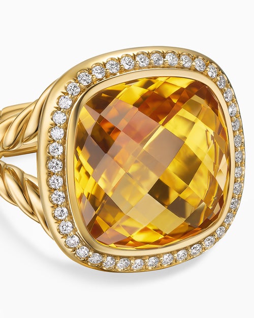 Womens Albion Ring in 18K Yellow Gold with Diamonds, 15mm