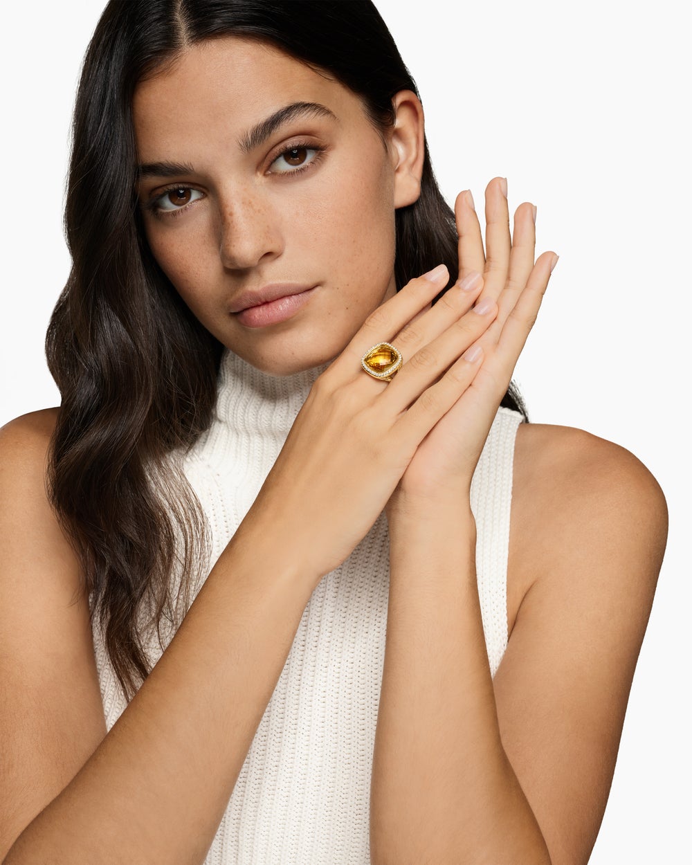 Womens Albion Ring in 18ct Yellow Gold with Diamonds, 15mm