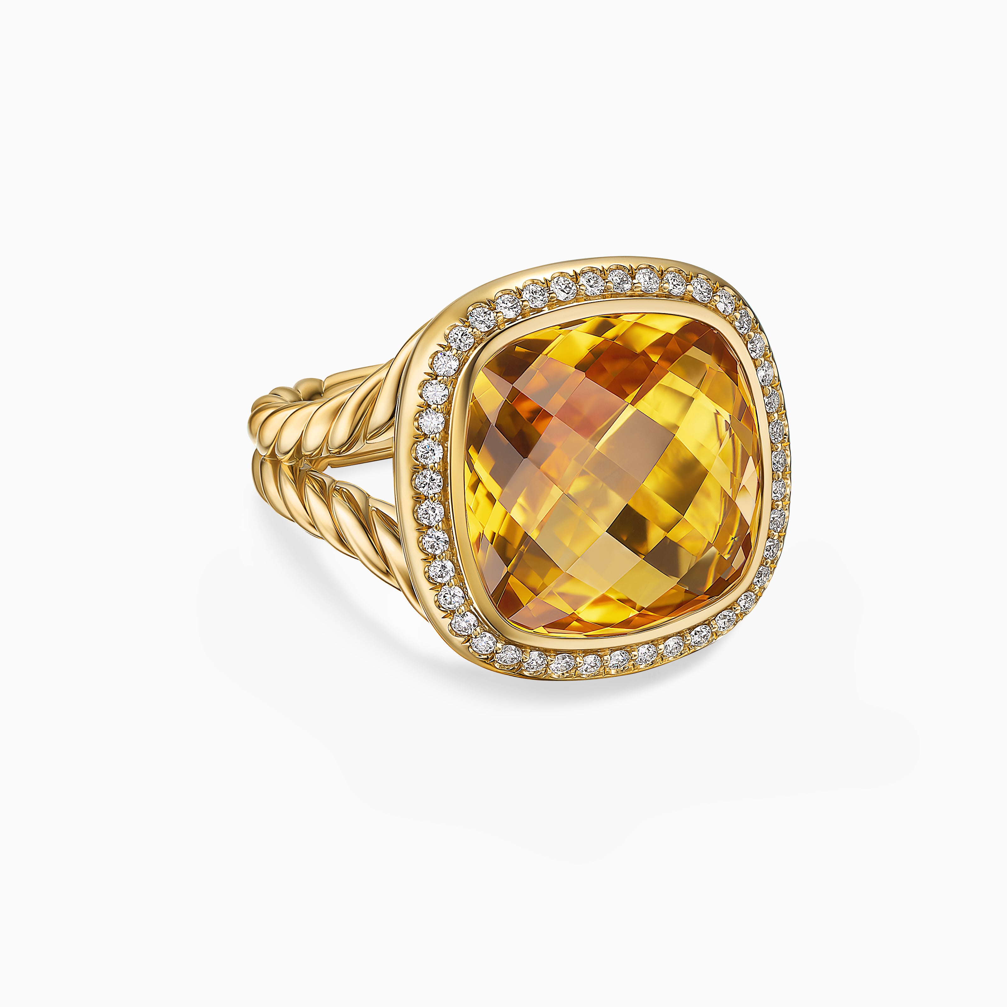 Womens Albion Ring in 18K Yellow Gold with Diamonds, 15mm