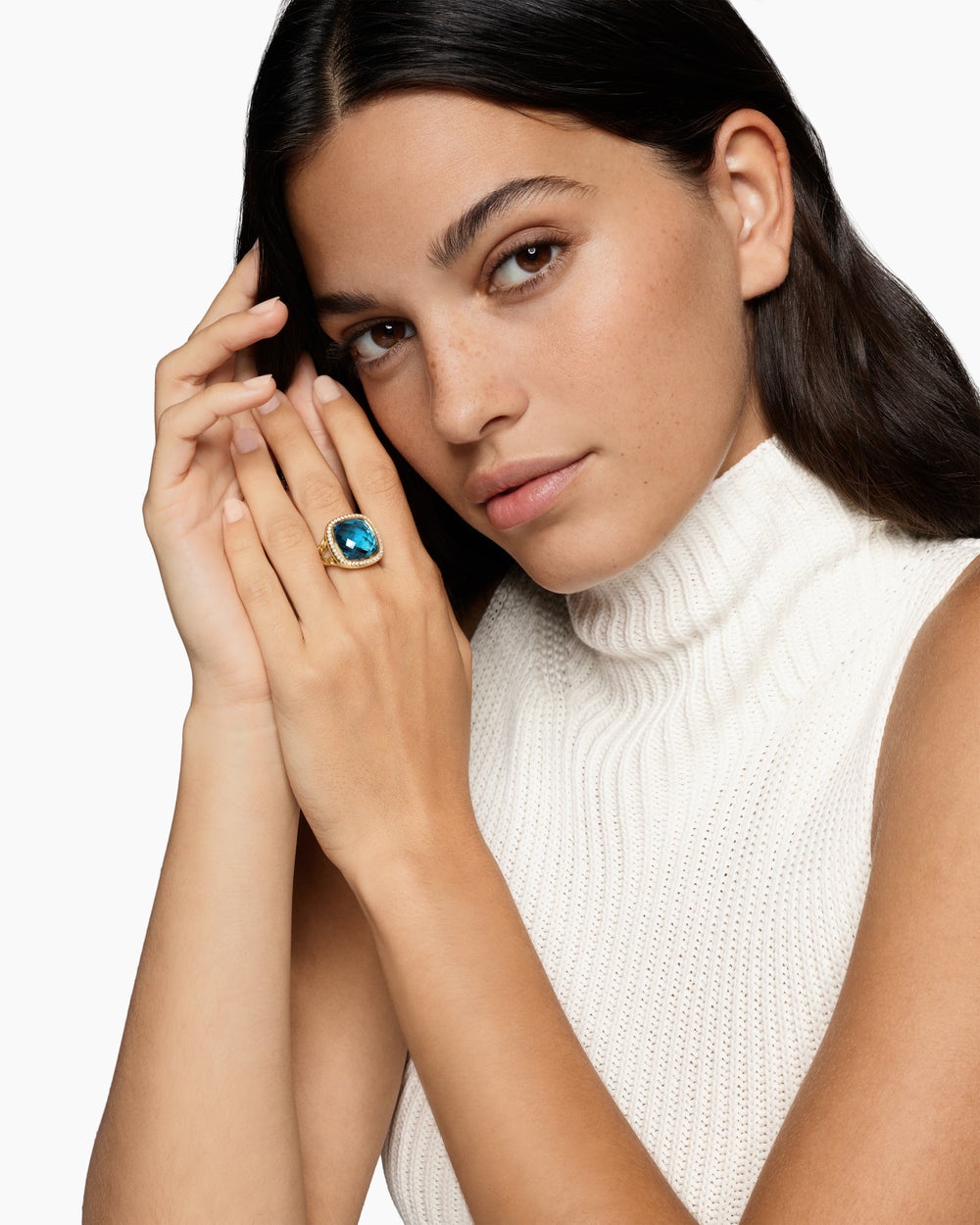 Womens Albion Ring in 18ct Yellow Gold with Diamonds, 15mm