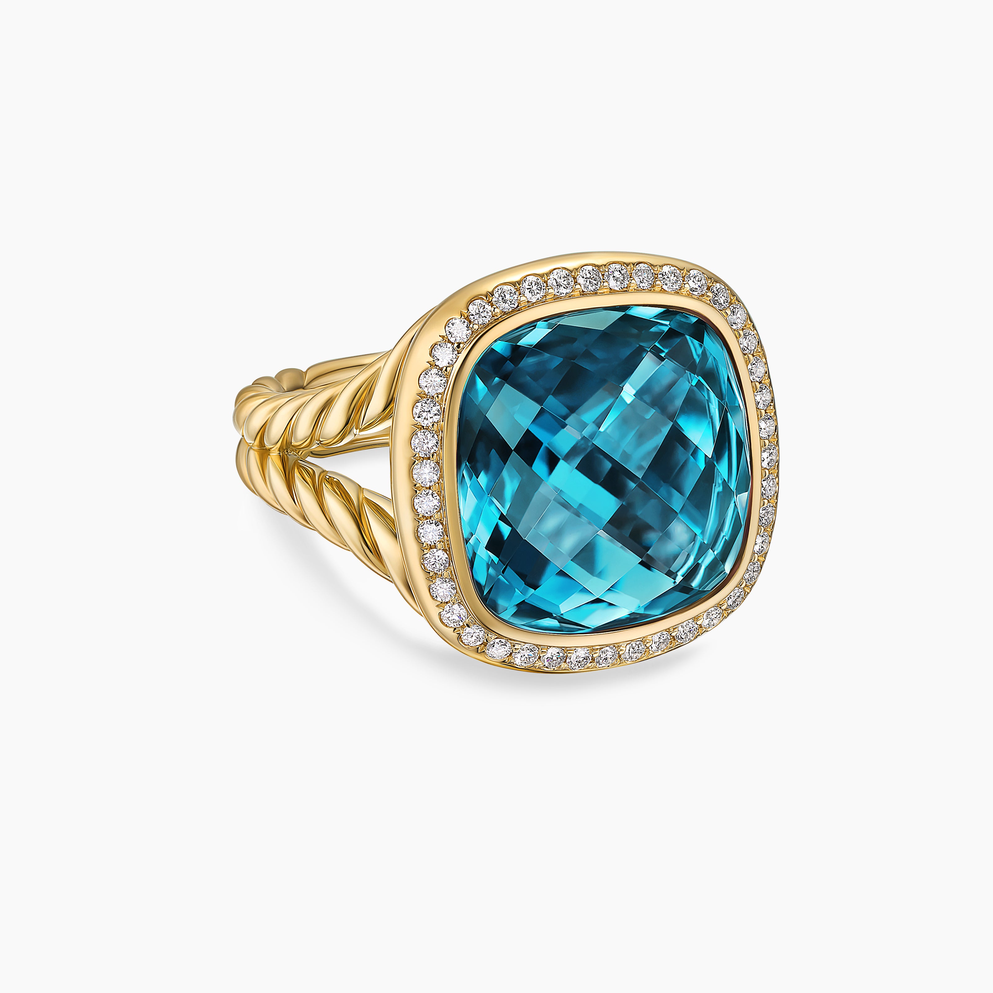 Womens Albion Ring in 18K Yellow Gold with Diamonds, 15mm