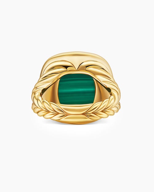 Womens Albion® Ring in 18K Yellow Gold with Malachite and Diamonds, 15mm
