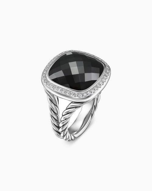 Womens Albion Ring in Sterling Silver with Diamonds, 15mm
