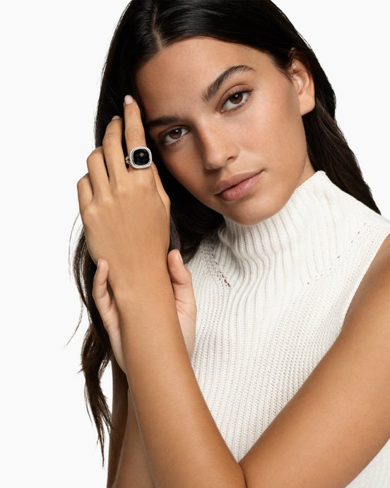 Albion Ring in Sterling Silver with Diamonds, 15mm