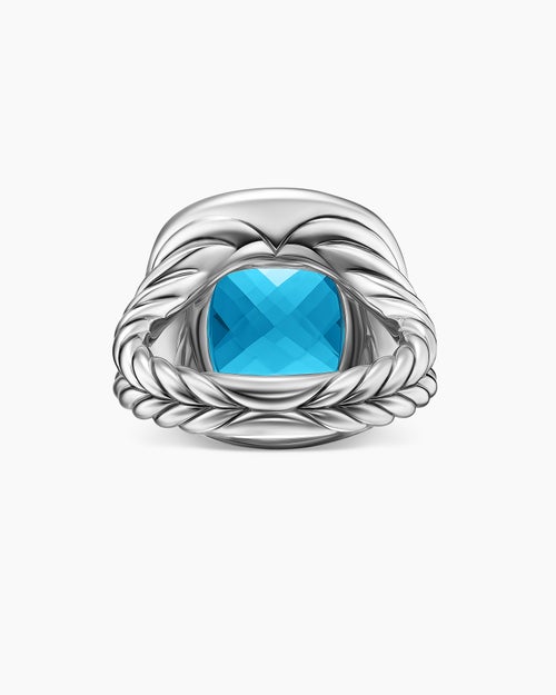 Womens Albion® Ring in Sterling Silver with Blue Topaz and Diamonds, 15mm
