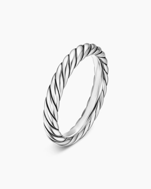 Womens Cable Band Ring in Sterling Silver, 3.4mm