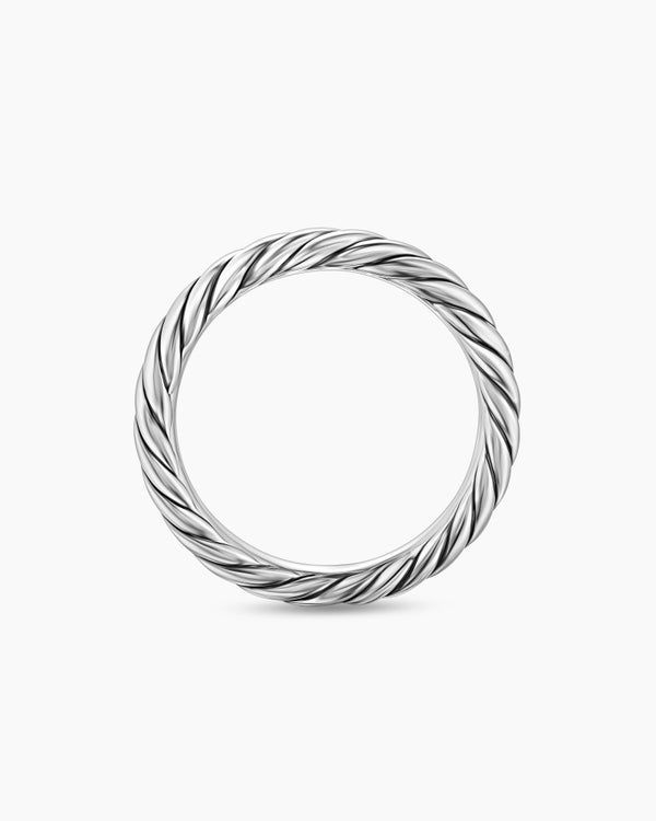 Cable Band Ring in Sterling Silver, 3.4mm