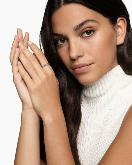 Womens Cable Band Ring in Sterling Silver, 3.4mm