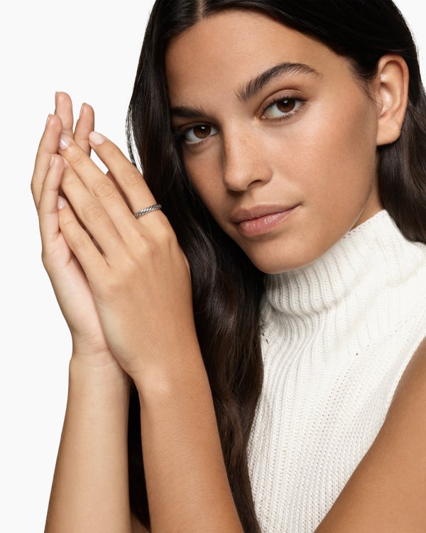 Cable Band Ring in Sterling Silver, 3.4mm