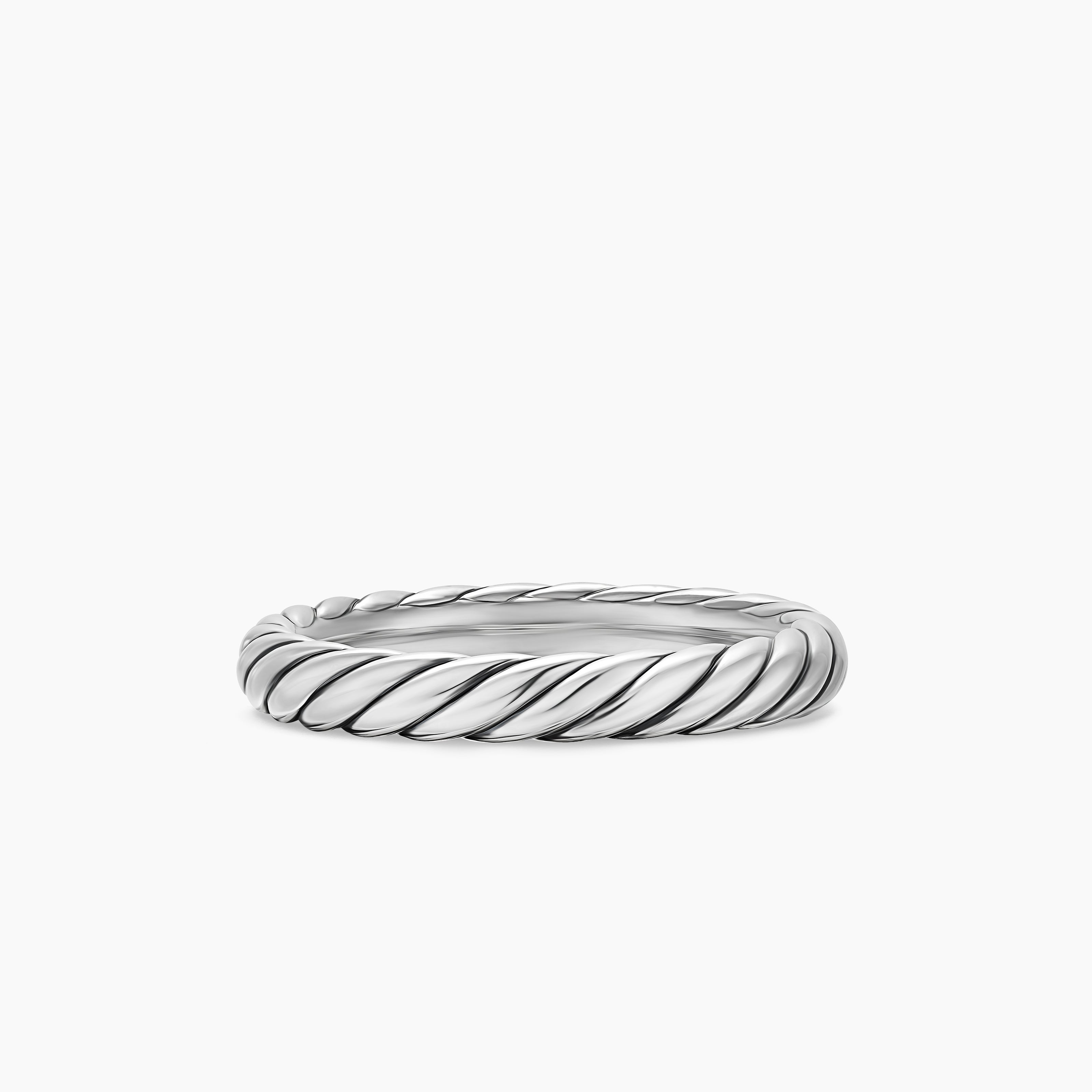 Womens Cable Band Ring in Sterling Silver, 3.4mm