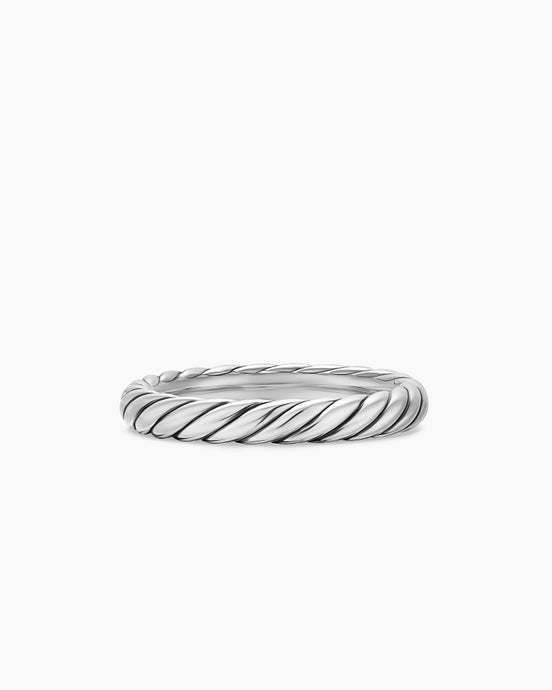 Cable Band Ring in Sterling Silver, 3.4mm