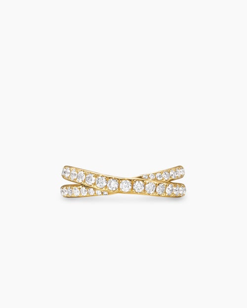 Womens Pavé Crossover Ring in 18K Yellow Gold with Diamonds, 6mm