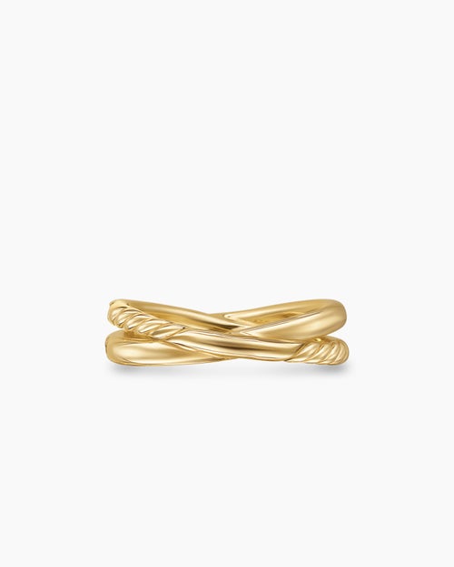 Womens Pavé Crossover Ring in 18K Yellow Gold with Diamonds, 6mm