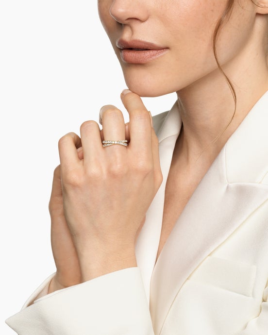Pavé Crossover Ring in 18ct Yellow Gold with Diamonds, 6mm
