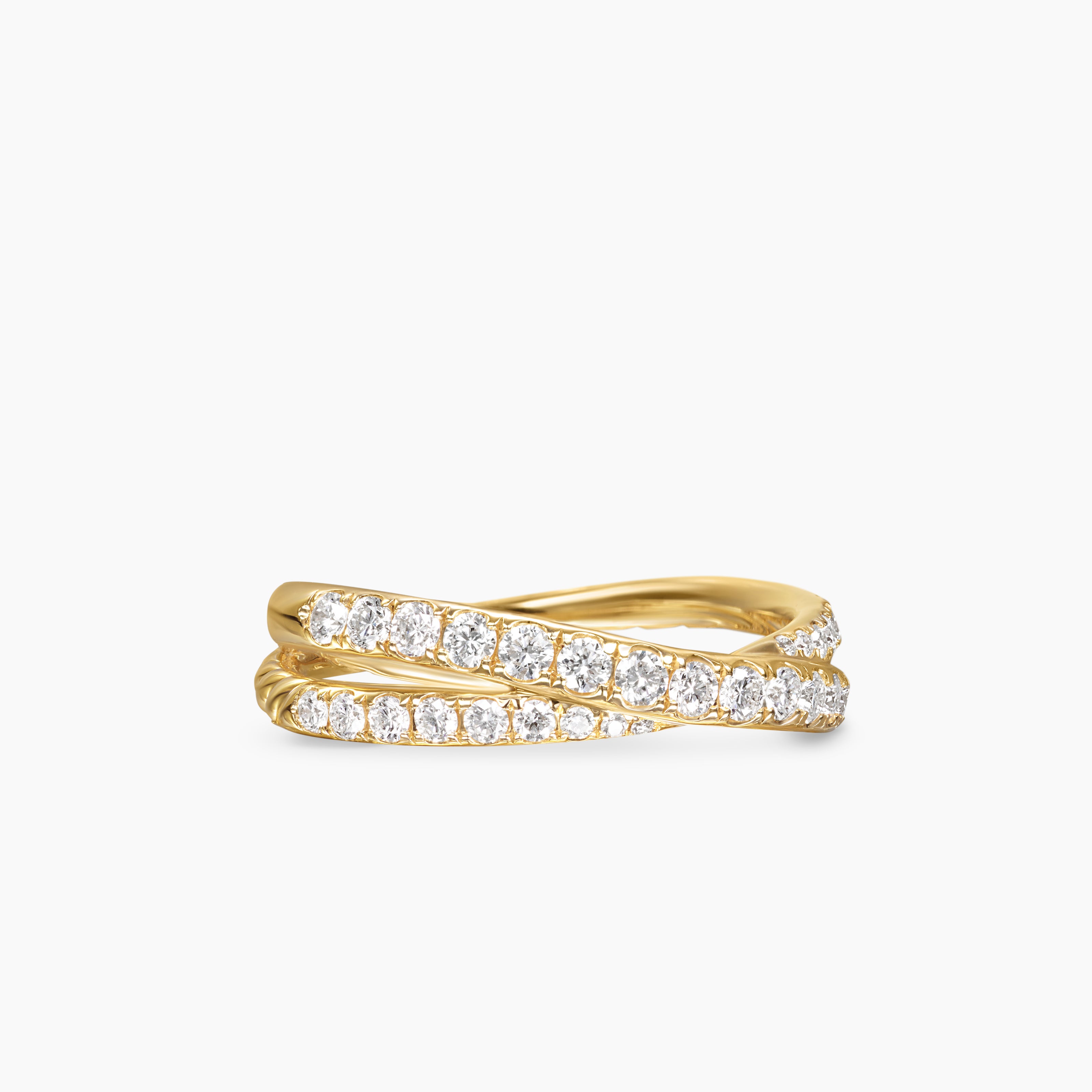 Womens Pav&eacute; Crossover Ring in 18K Yellow Gold with Diamonds, 6mm