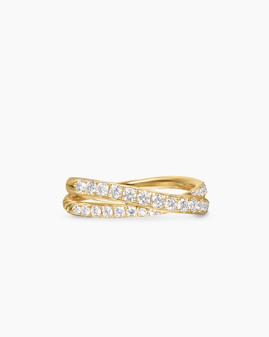 Pavé Crossover Ring in 18ct Yellow Gold with Diamonds, 6mm