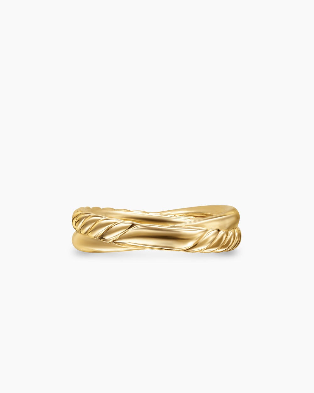 Womens Crossover Two Row Ring in 18ct Yellow Gold with Diamonds, 5mm