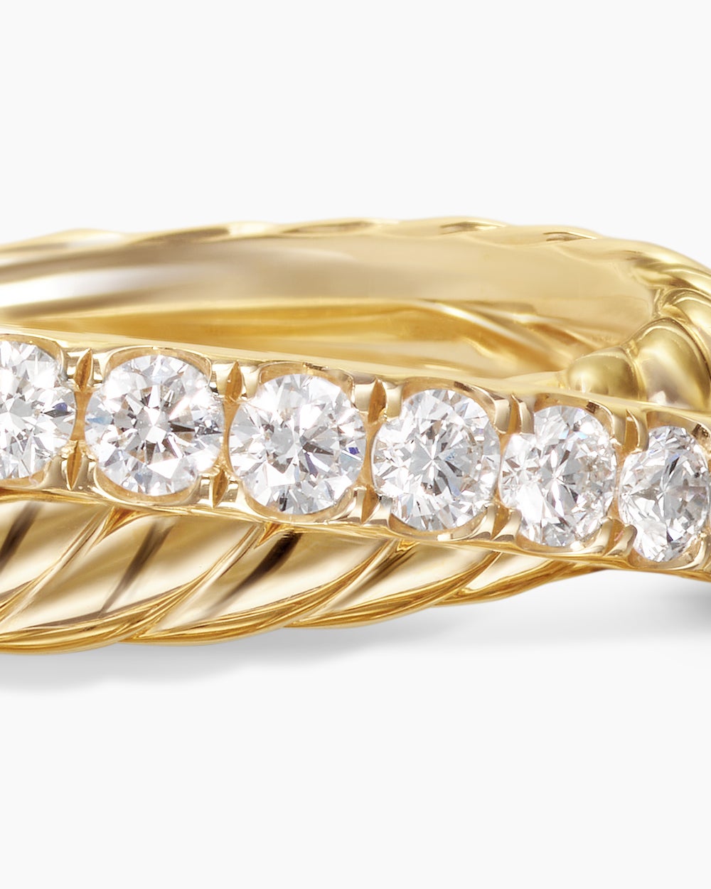 Womens Crossover Two Row Ring in 18ct Yellow Gold with Diamonds, 5mm