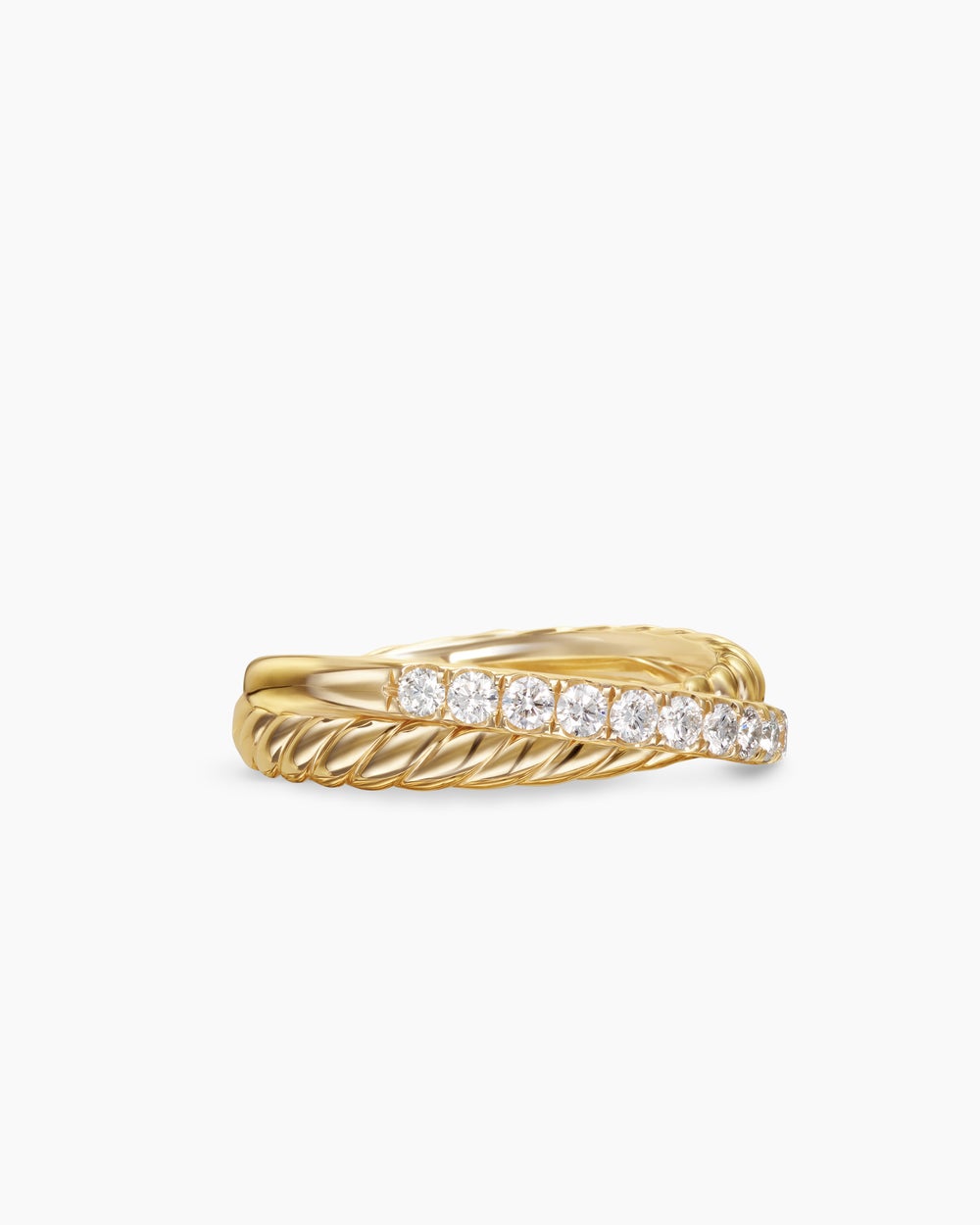 Womens Crossover Two Row Ring in 18ct Yellow Gold with Diamonds, 5mm