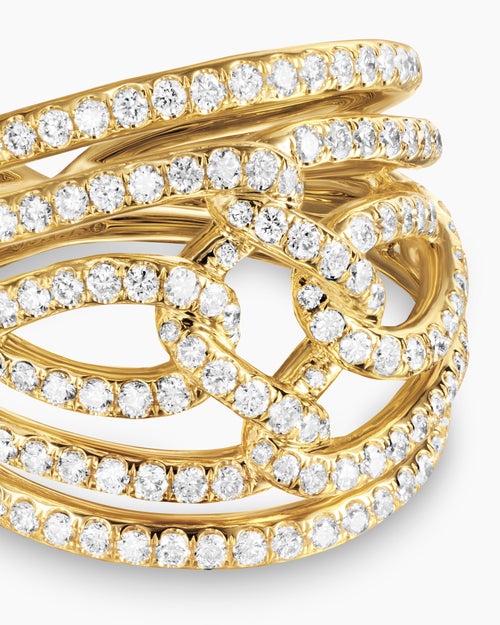 Womens Wisteria Dome Ring in 18K Yellow Gold with Diamonds, 19.3mm