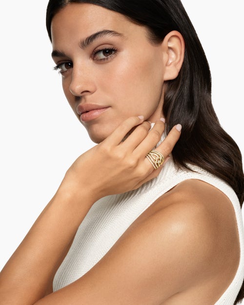 Womens Wisteria Dome Ring in 18K Yellow Gold with Diamonds, 19.3mm