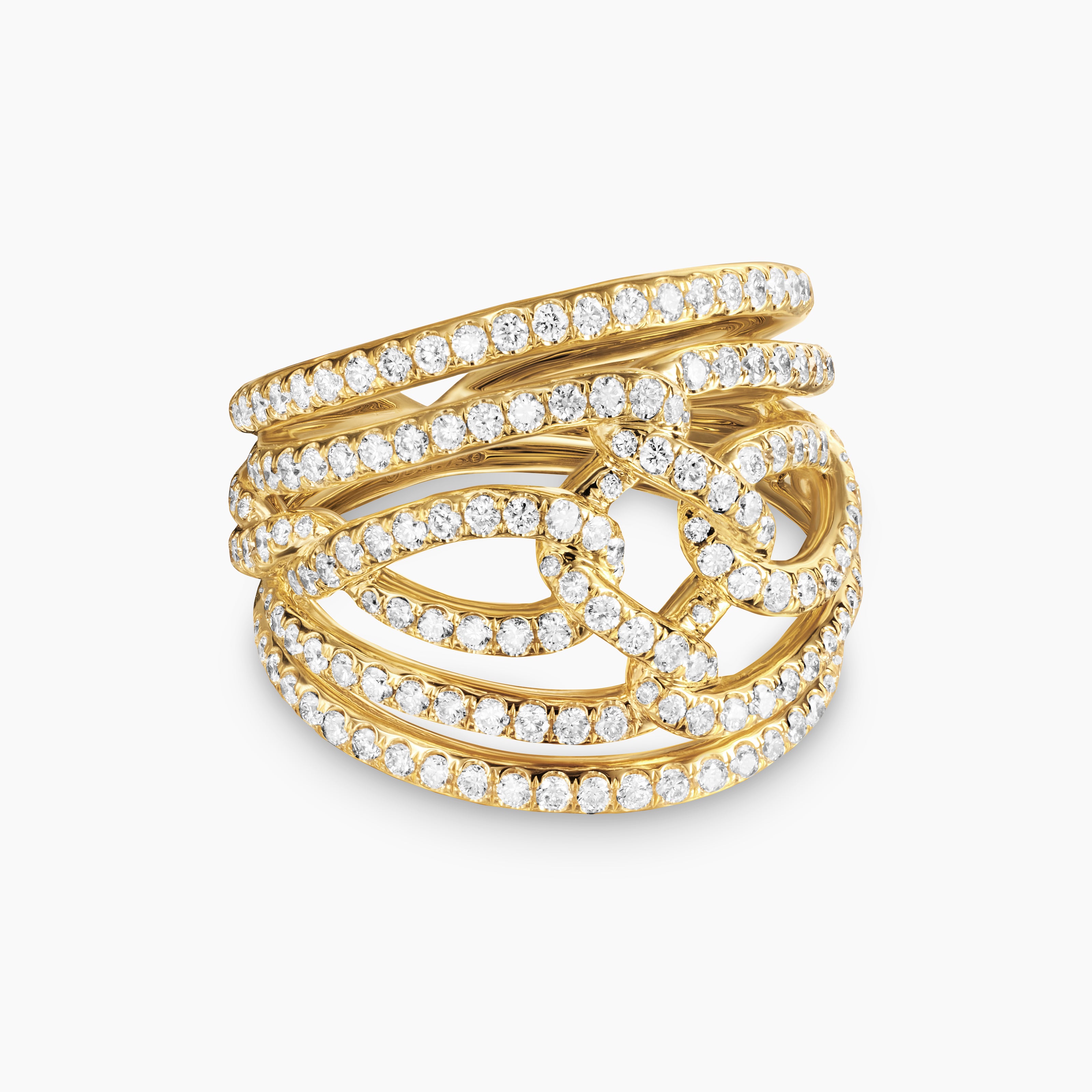 Womens Wisteria Dome Ring in 18K Yellow Gold with Diamonds, 19.3mm