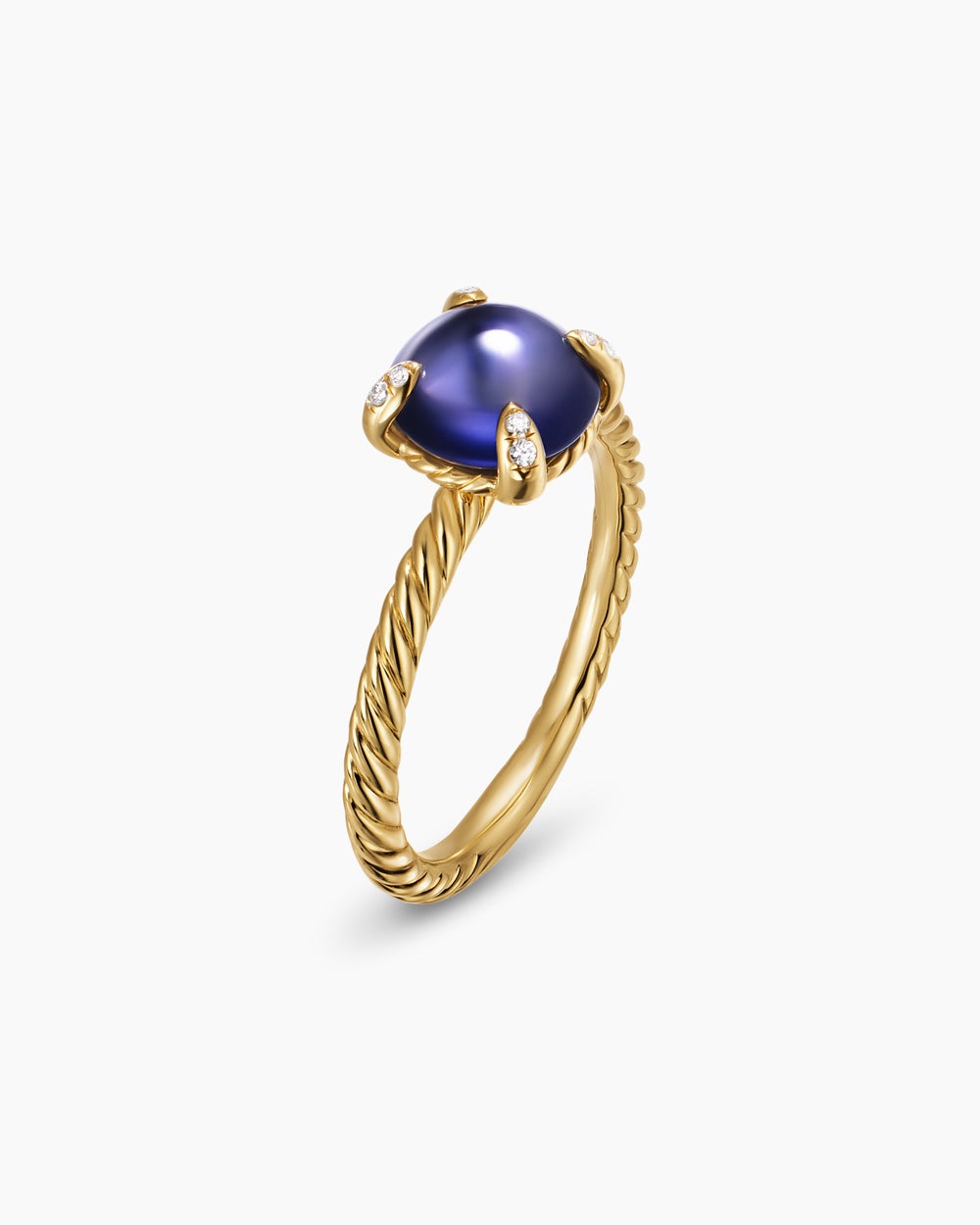 Womens Petite Chatelaine Ring in 18K Yellow Gold with Diamonds, 8mm