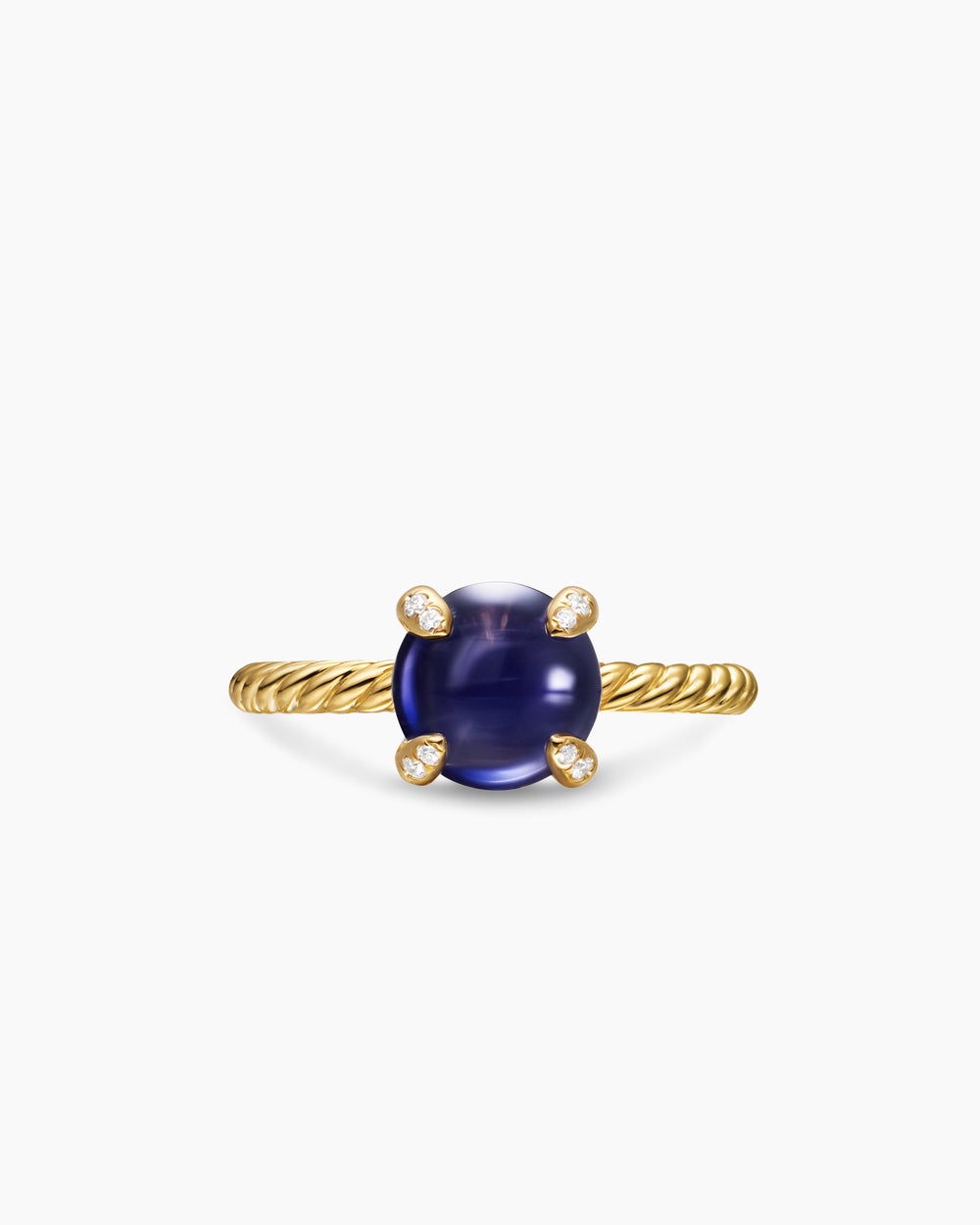 Womens Petite Chatelaine Ring in 18K Yellow Gold with Diamonds, 8mm