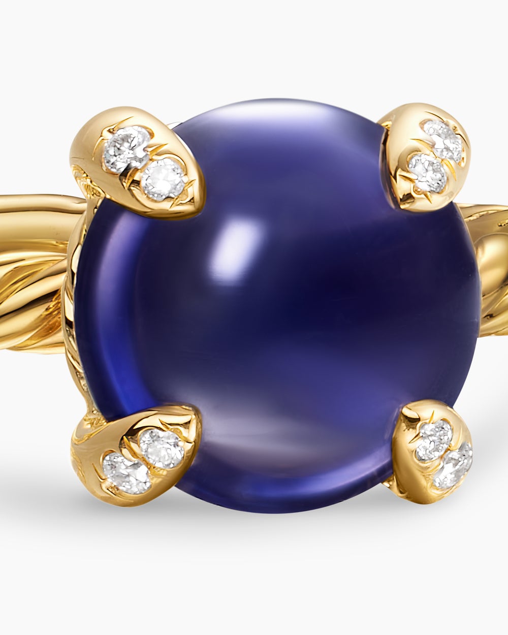 Womens Petite Chatelaine Ring in 18K Yellow Gold with Diamonds, 8mm