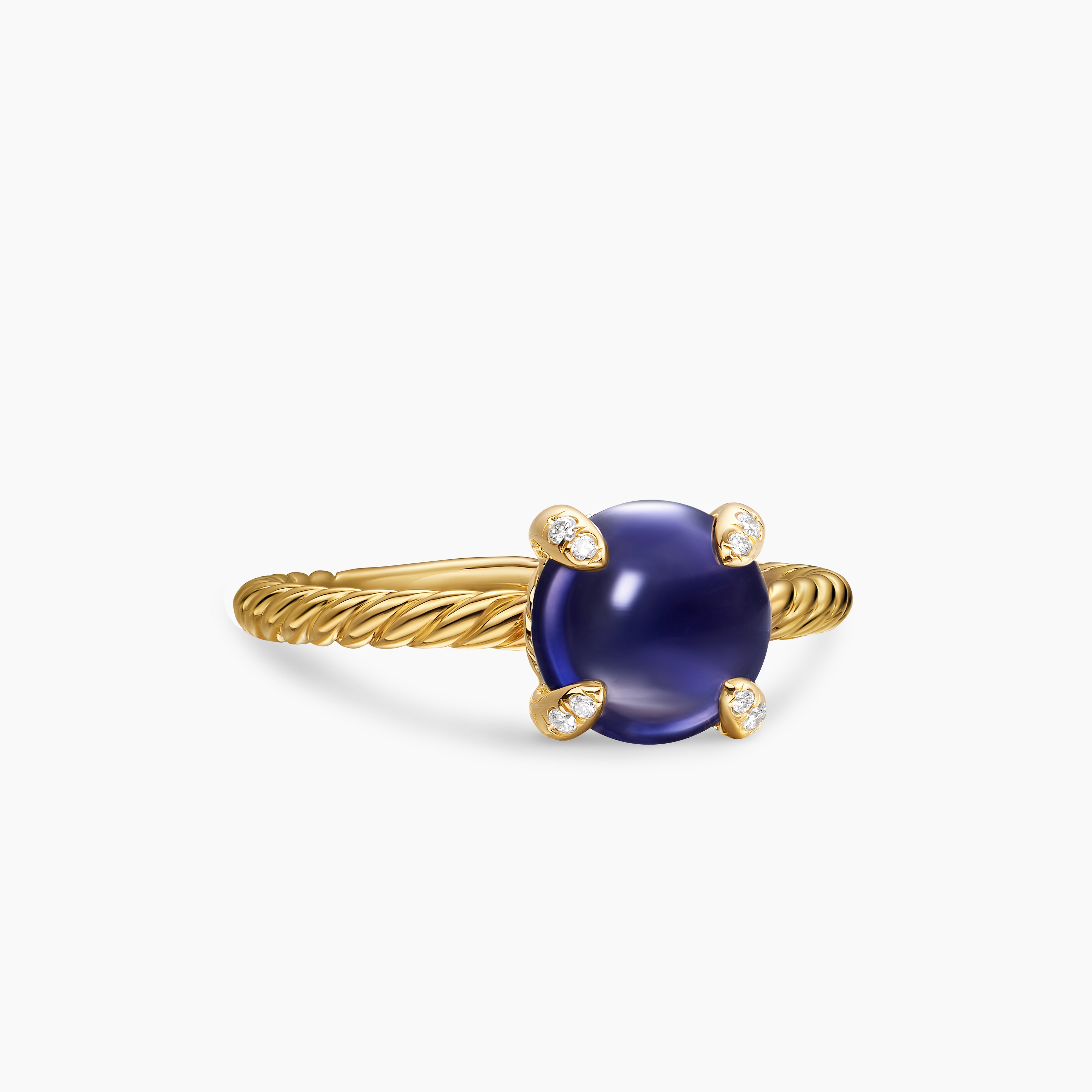 Womens Petite Chatelaine Ring in 18K Yellow Gold with Diamonds, 8mm