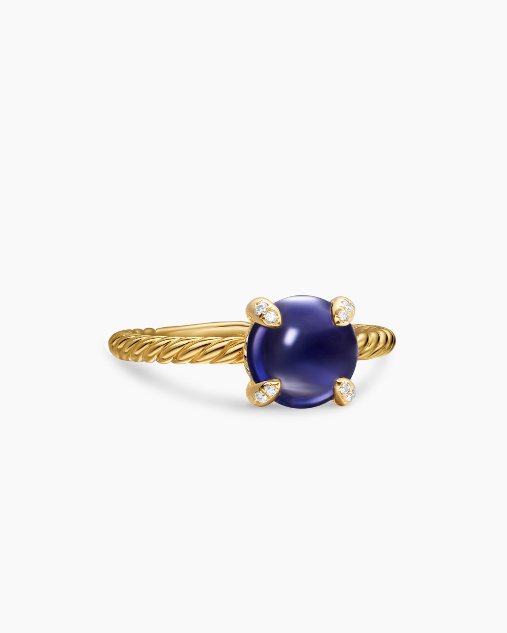 Womens Petite Chatelaine Ring in 18K Yellow Gold with Diamonds, 8mm