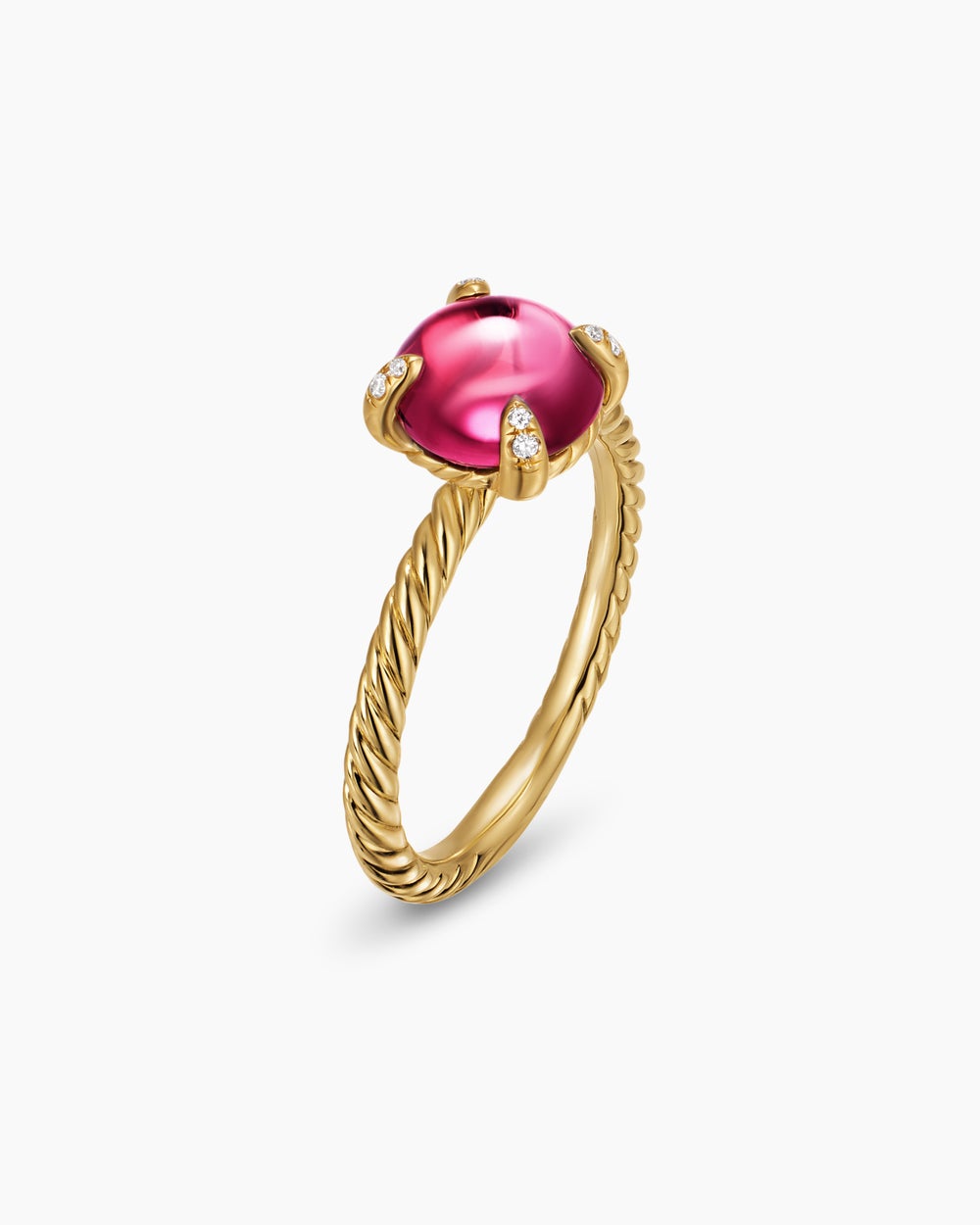 Womens Petite Chatelaine Ring in 18K Yellow Gold with Diamonds, 8mm
