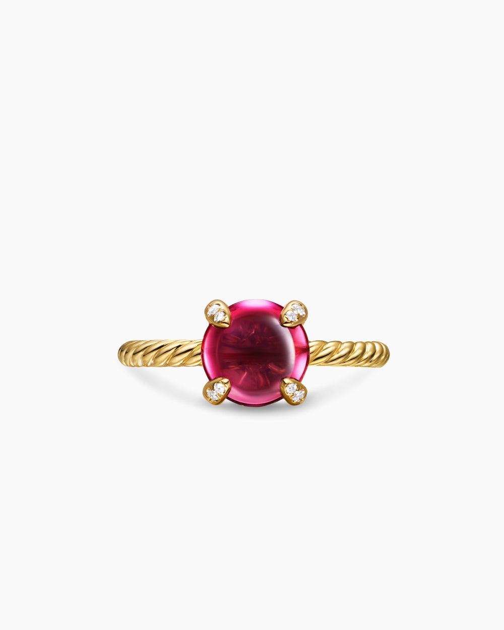 Womens Petite Chatelaine Ring in 18K Yellow Gold with Diamonds, 8mm