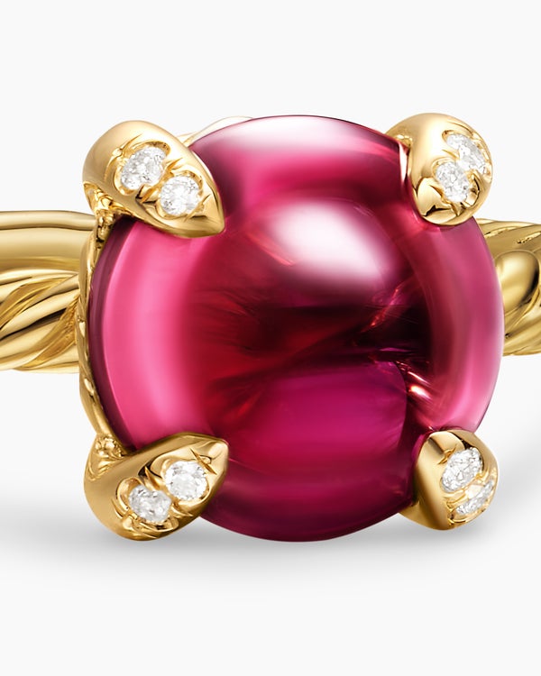 Petite Chatelaine Ring in 18K Yellow Gold with Diamonds, 8mm