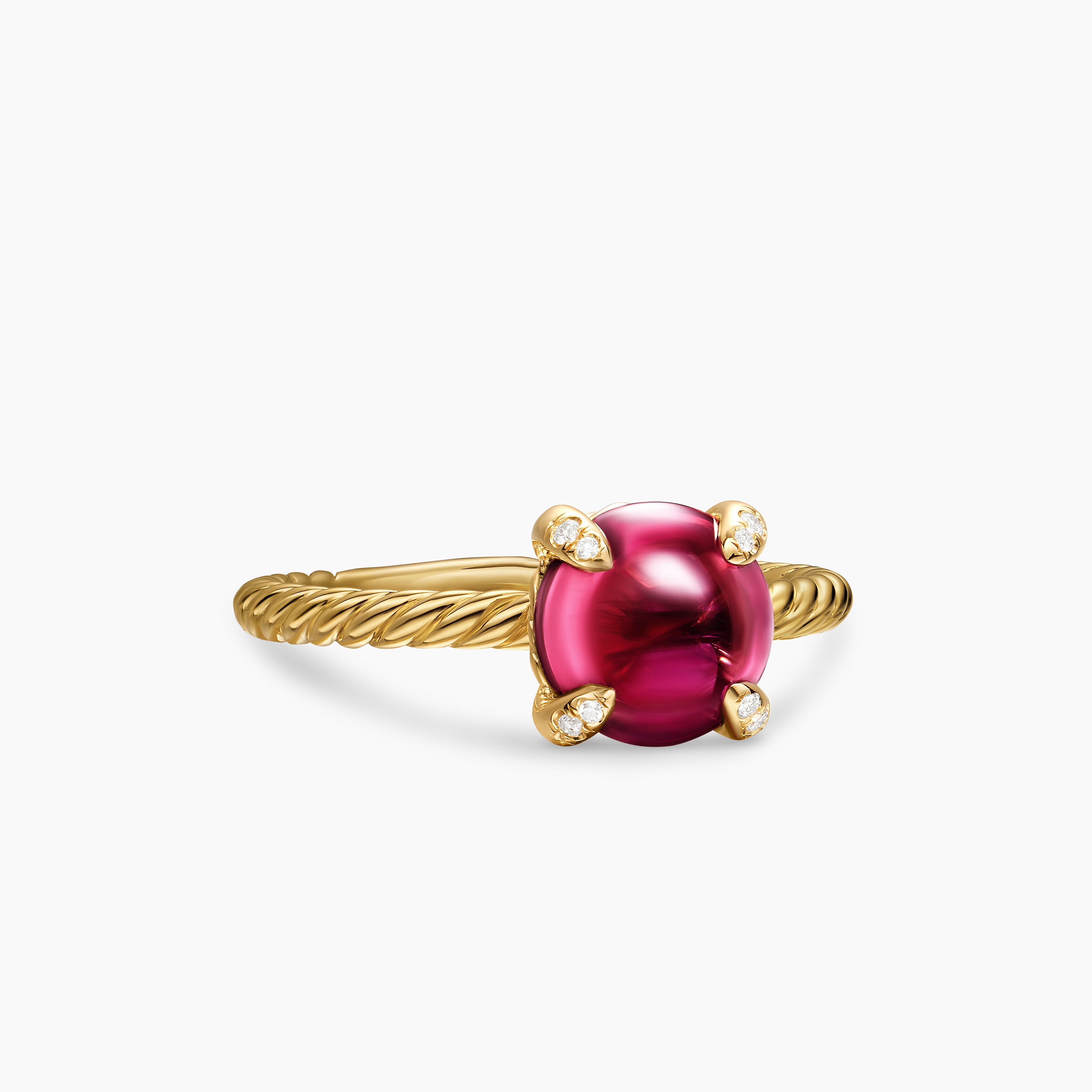 Womens Petite Chatelaine Ring in 18K Yellow Gold with Diamonds, 8mm