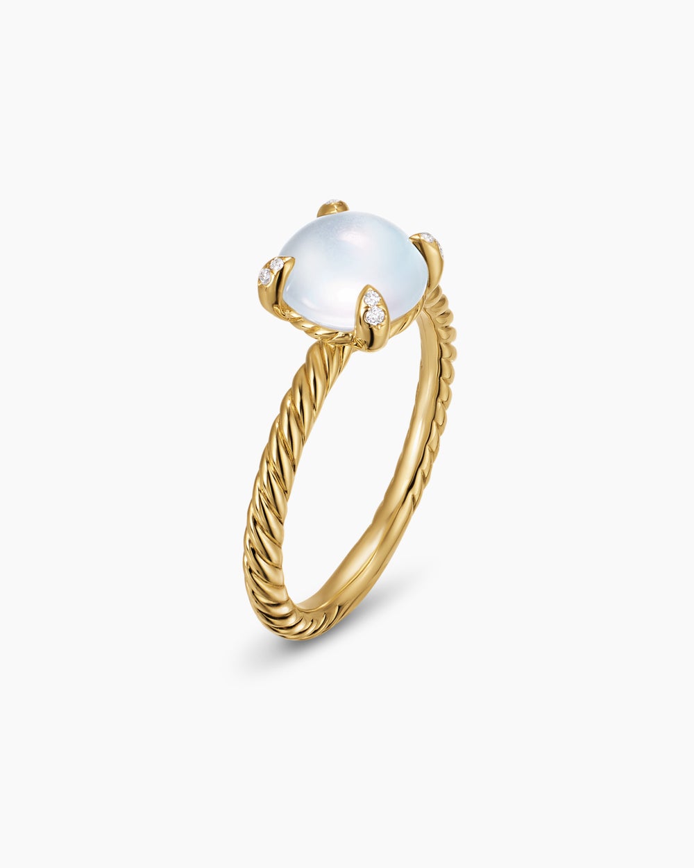 Womens Petite Chatelaine Ring in 18K Yellow Gold with Diamonds, 8mm