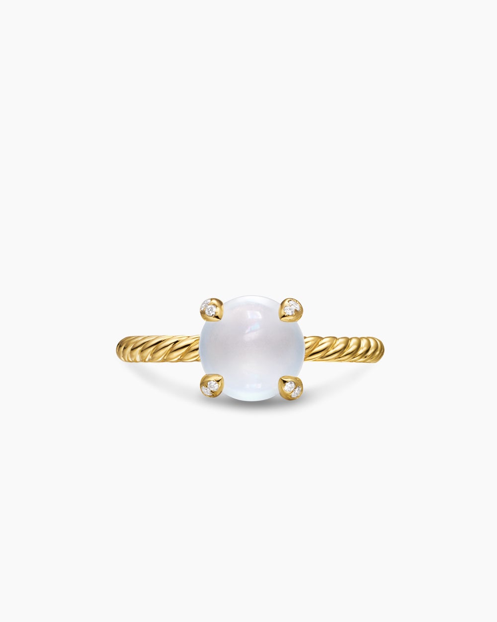 Womens Petite Chatelaine Ring in 18K Yellow Gold with Diamonds, 8mm